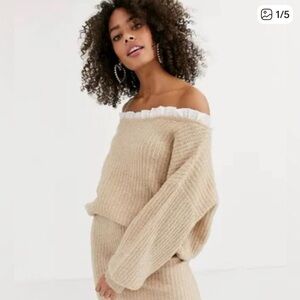Off-Shoulder Beige Sweater